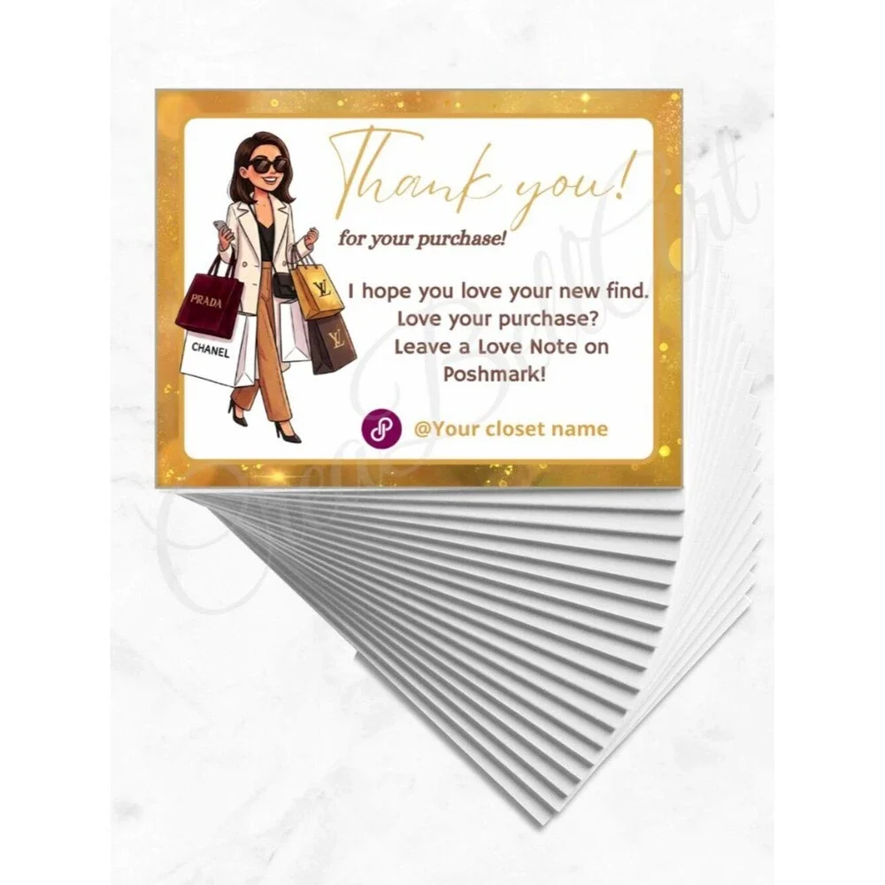 100 Personalized Fashion Thank You Cards Small Business, 4×3 in